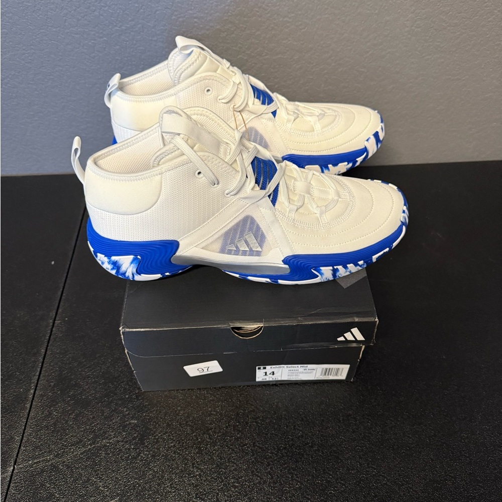Adidas Exhibit Select Mid Women’s Basketball Shoes – White/Royal Blue (Size 14 - Picture 3 of 13